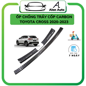 Ốp trầy cốp xe Toyota Cross 2020-2022, Chất liệu carbon cao cấp, Bộ ốp trong và ngoài cốp