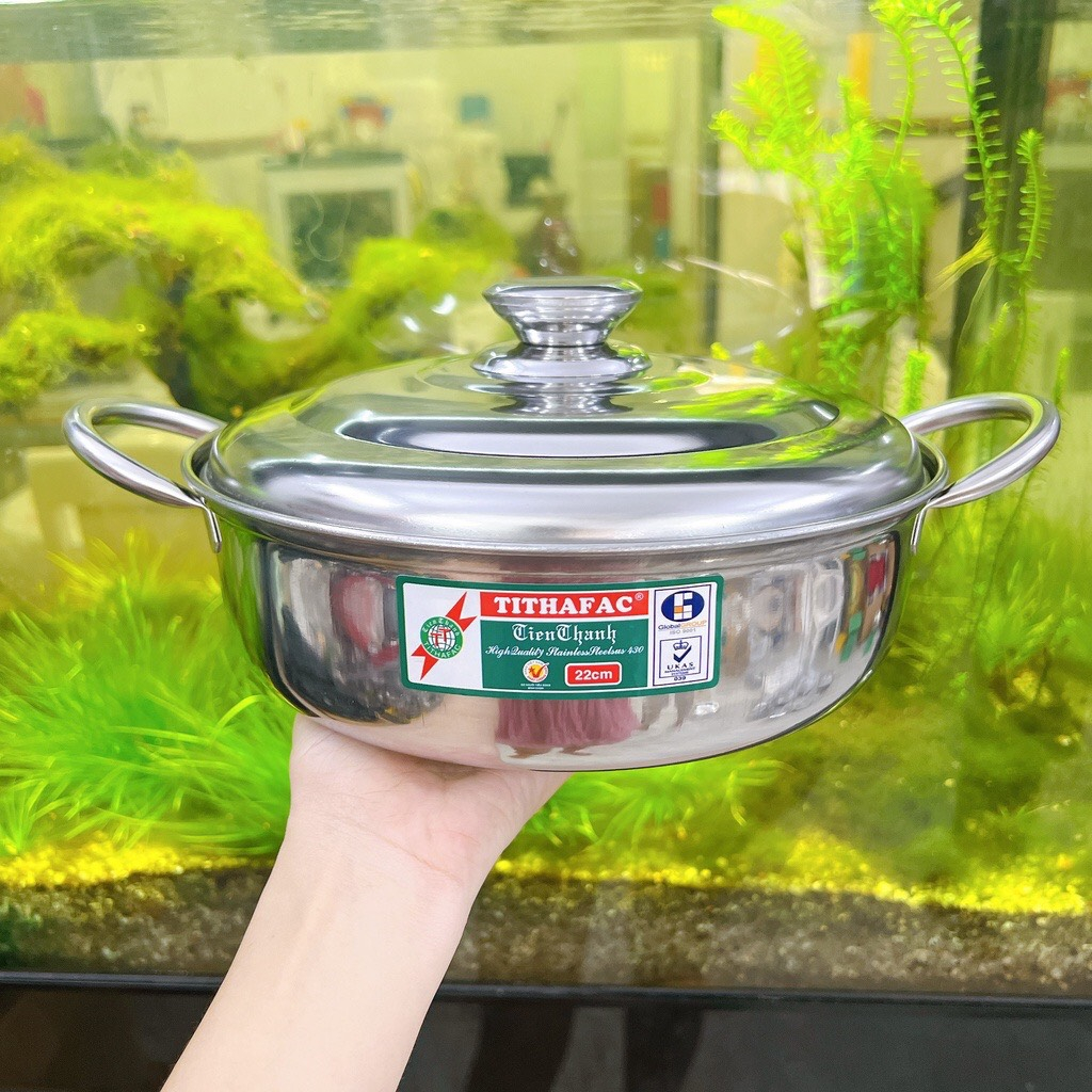 Nồi lẩu inox TITHAFAC  Hai Quai - Nồi inox nấu lẩu Đa Năng, Tiện Dụng Gia Đình, Hàng Quán
