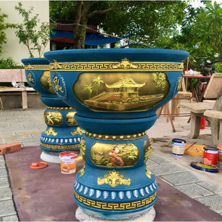 Khuôn chậu tròn xoay 70cm mẫu mới kèm đôn cao chất liệu nhựa abs hàng Việt Nam siêu dày dặn