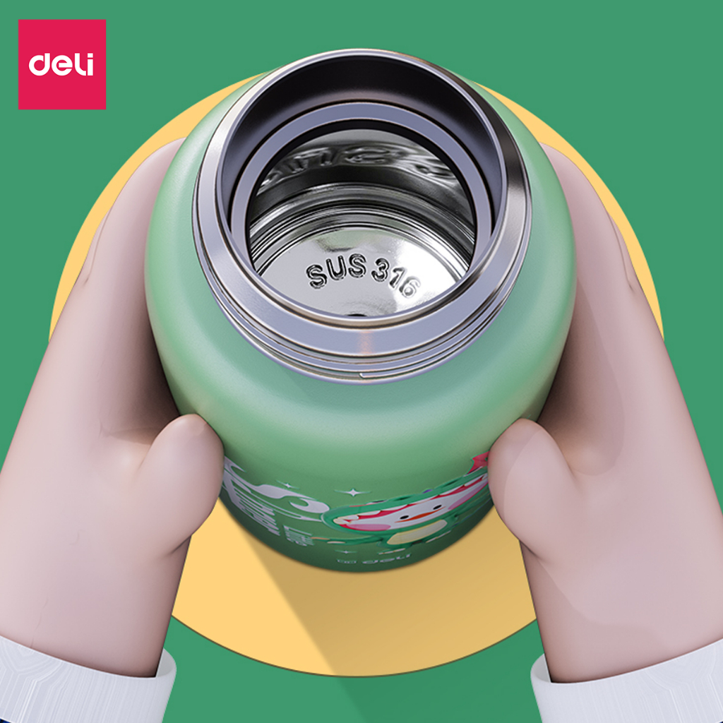 Bình giữ nhiệt Deli 630ml kèm ống hút dây đeo quai xách thép 316 chống gỉ an toàn cho sức khỏe giữ nhiệt tới 12h