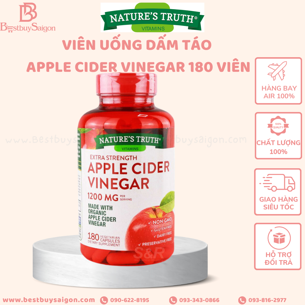 [Date 2025] Viên giấm táo hỗ trợ giảm cân Apple Cider Vinegar 1200mg180 viên Shopee Việt Nam