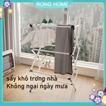 Giá phơi gấp Giá phơi nhiều tầng không cần lắp đặt Giá treo khăn trong nhà ngày mưa móc treo ga trải giường đa năng — ảnh 1