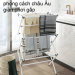 Giá phơi gấp Giá phơi nhiều tầng không cần lắp đặt Giá treo khăn trong nhà ngày mưa móc treo ga trải giường đa năng — ảnh 2