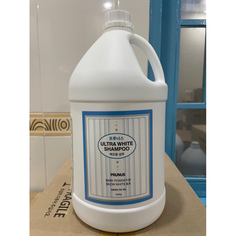 Sữa tắm siêu trắng lông cho thú cưng Prunus Ultra White Shampoo Công nghệ làm bóng Snow White 4000g