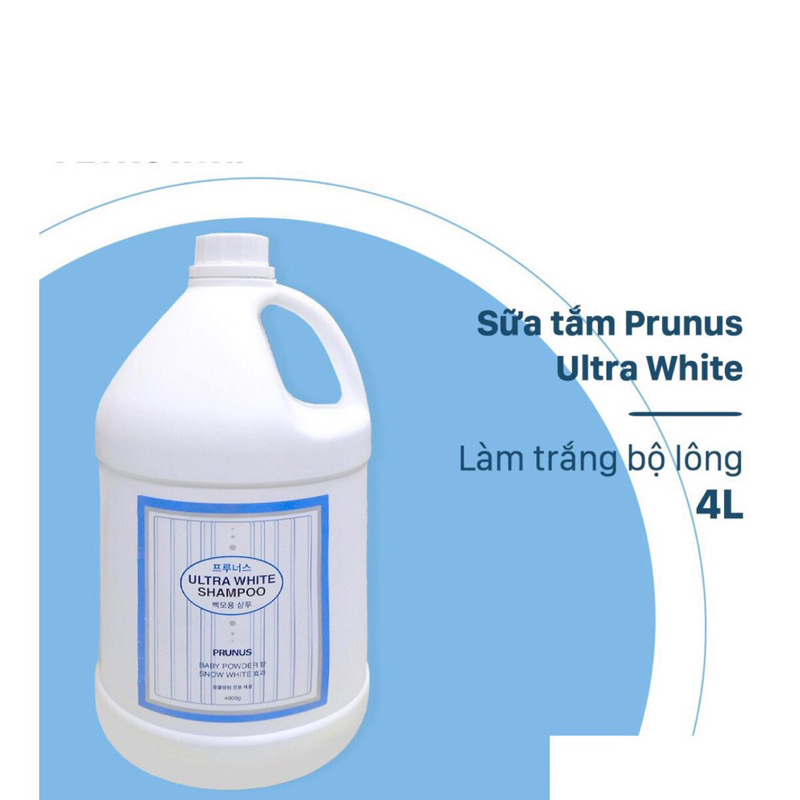 Sữa tắm siêu trắng lông cho thú cưng Prunus Ultra White Shampoo Công nghệ làm bóng Snow White 4000g