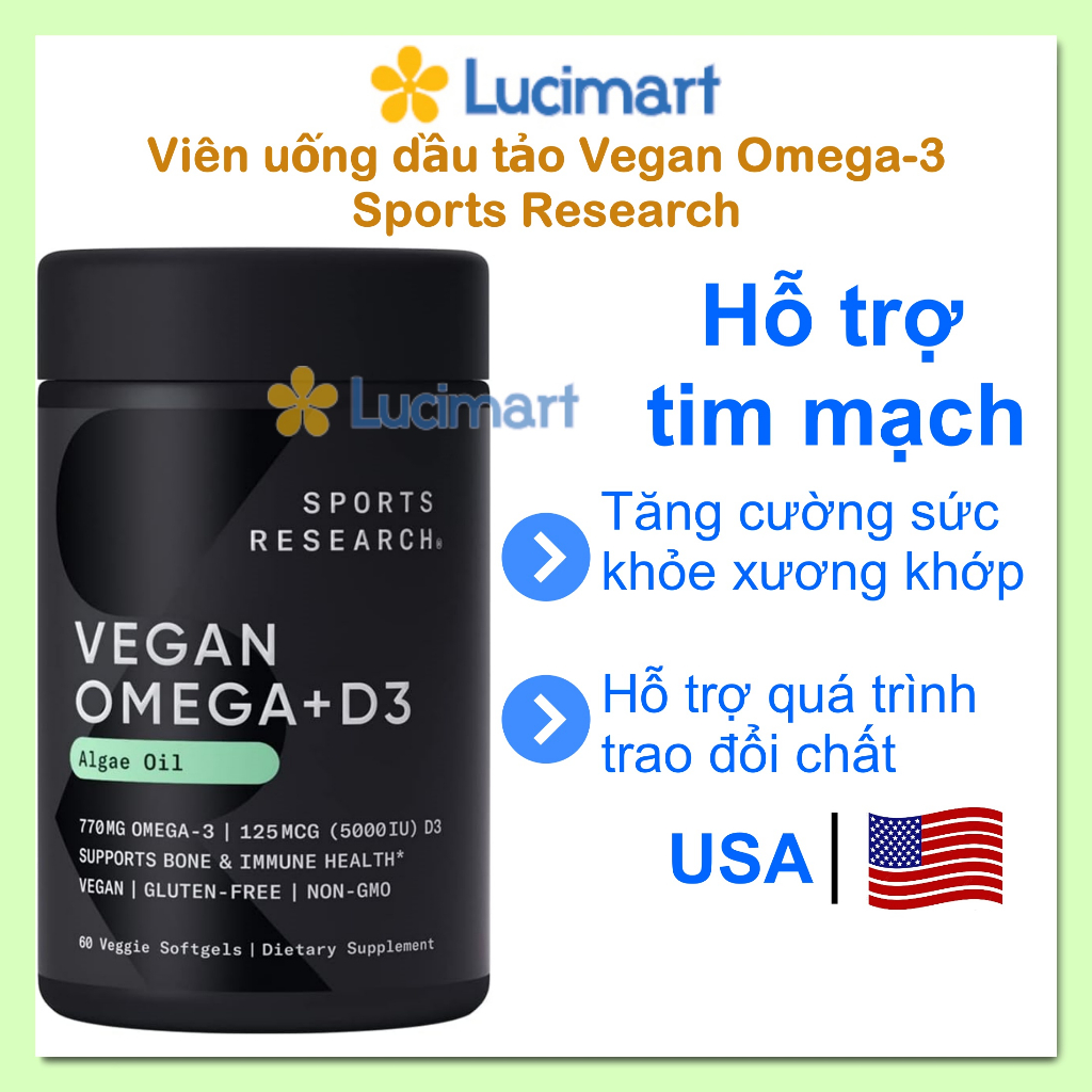 Vi n u ng d u t o Vegan Omega 3 thu n chay Sports Research h 60