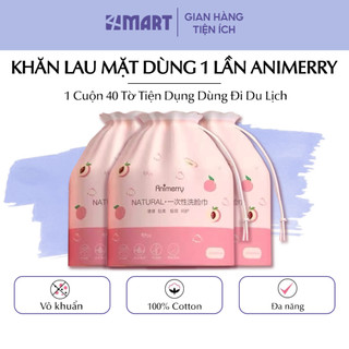 Khăn lau mặt dùng 1 lần Animerry, giấy lau mặt khô, lau ướt đa năng cuộn 40 tờ, tiện dụng đi du lịch