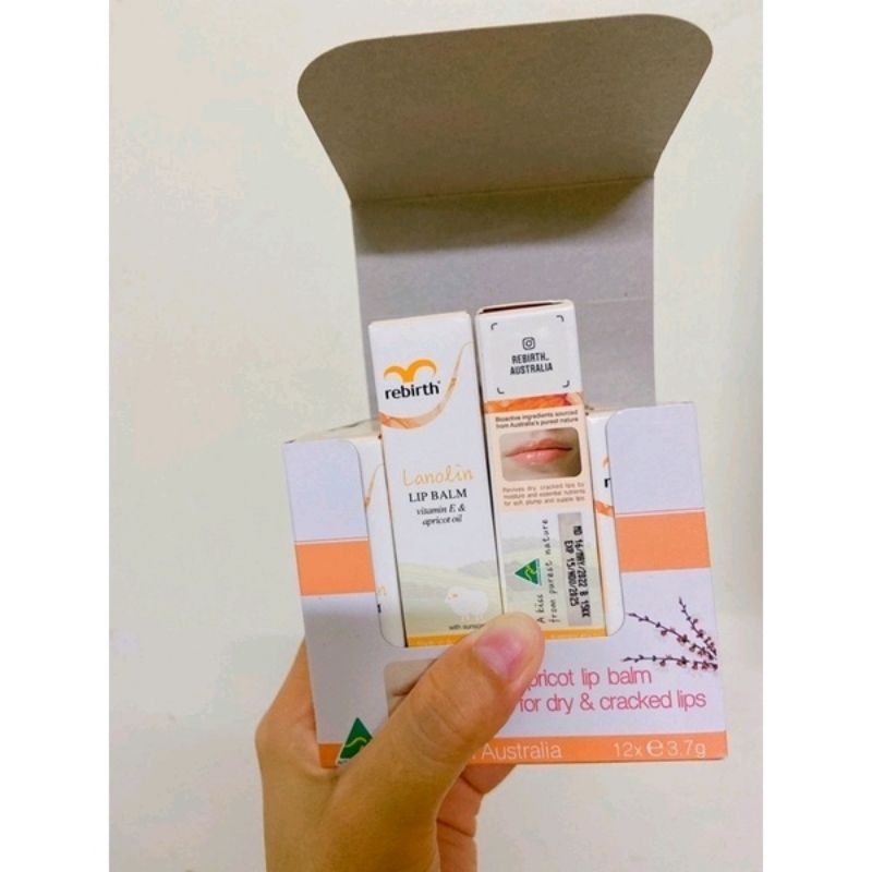 [Mẫu Mới+Date 2027] Son Dưỡng Môi Nhau Thai Cừu Chống Khô Và Nứt Nẻ Hương Mơ Rebirth 3.7g Của Úc