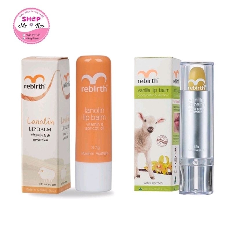 [Mẫu Mới+Date 2027] Son Dưỡng Môi Nhau Thai Cừu Chống Khô Và Nứt Nẻ Hương Mơ Rebirth 3.7g Của Úc