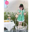 Jum xanh lá dành cho bé gái, bộ liền thân phối ren tiểu thư thiết kế Ngân Nga Baby