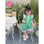 Jum xanh lá dành cho bé gái, bộ liền thân phối ren tiểu thư thiết kế Ngân Nga Baby
