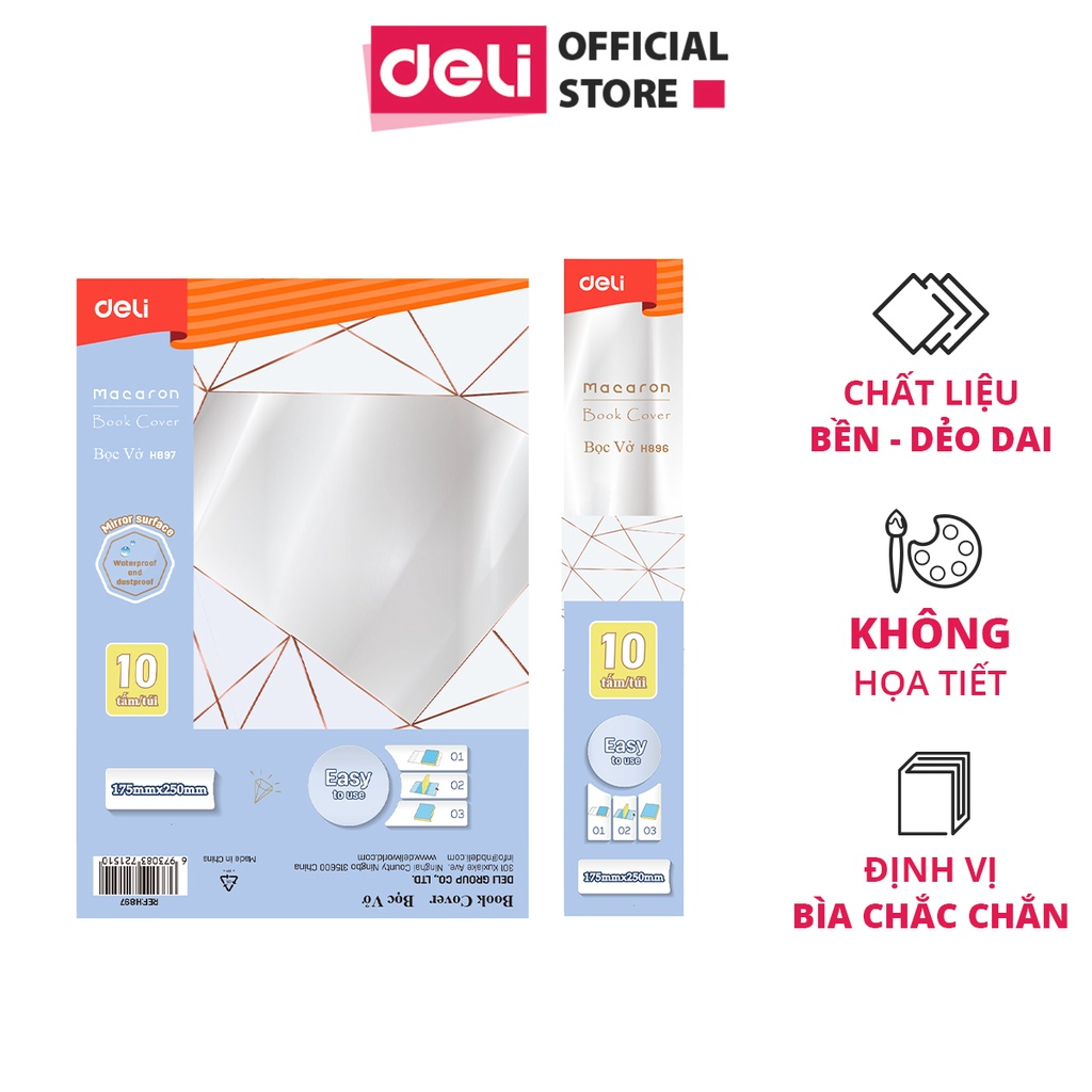 Bọc Sách Vở Nilon SGK Book Cover Deli - Set 10 chiếc - Chống nước ...