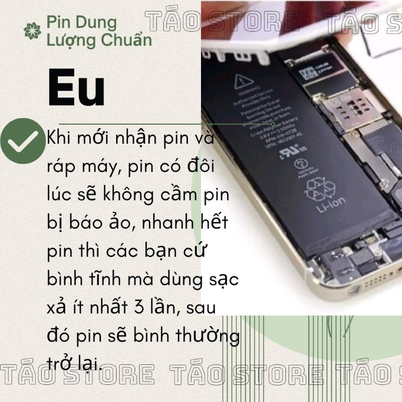 Pin Eu cho Ip 5,5s,6,6s,6p,6sp,7,7p,8,8p mới 100% tặng kèm siu dán | BigBuy360 - bigbuy360.vn