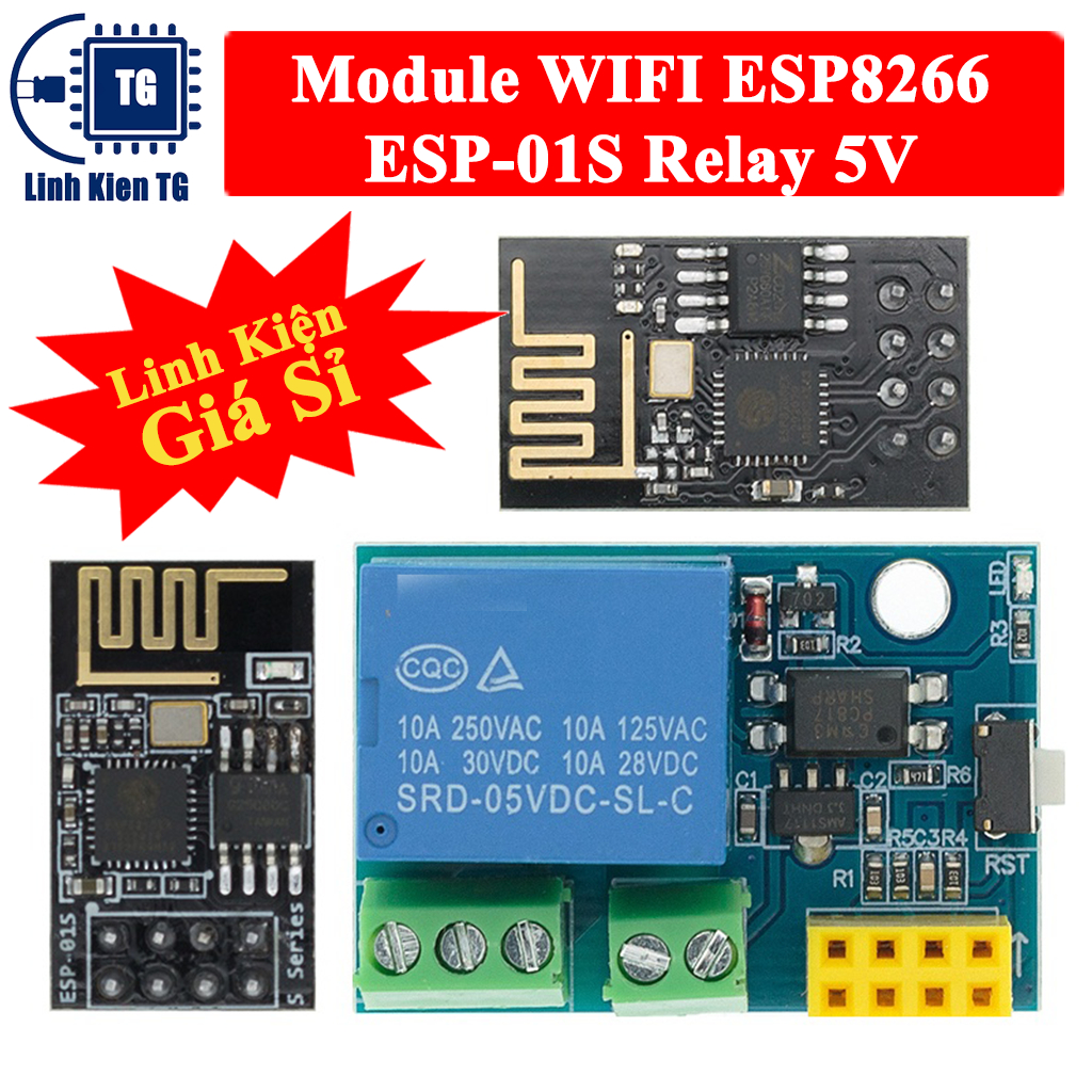 Mô đun rơ le wifi ESP8266 ESP-01S 5V ( Module WIFI ESP8266 ESP-01S ...