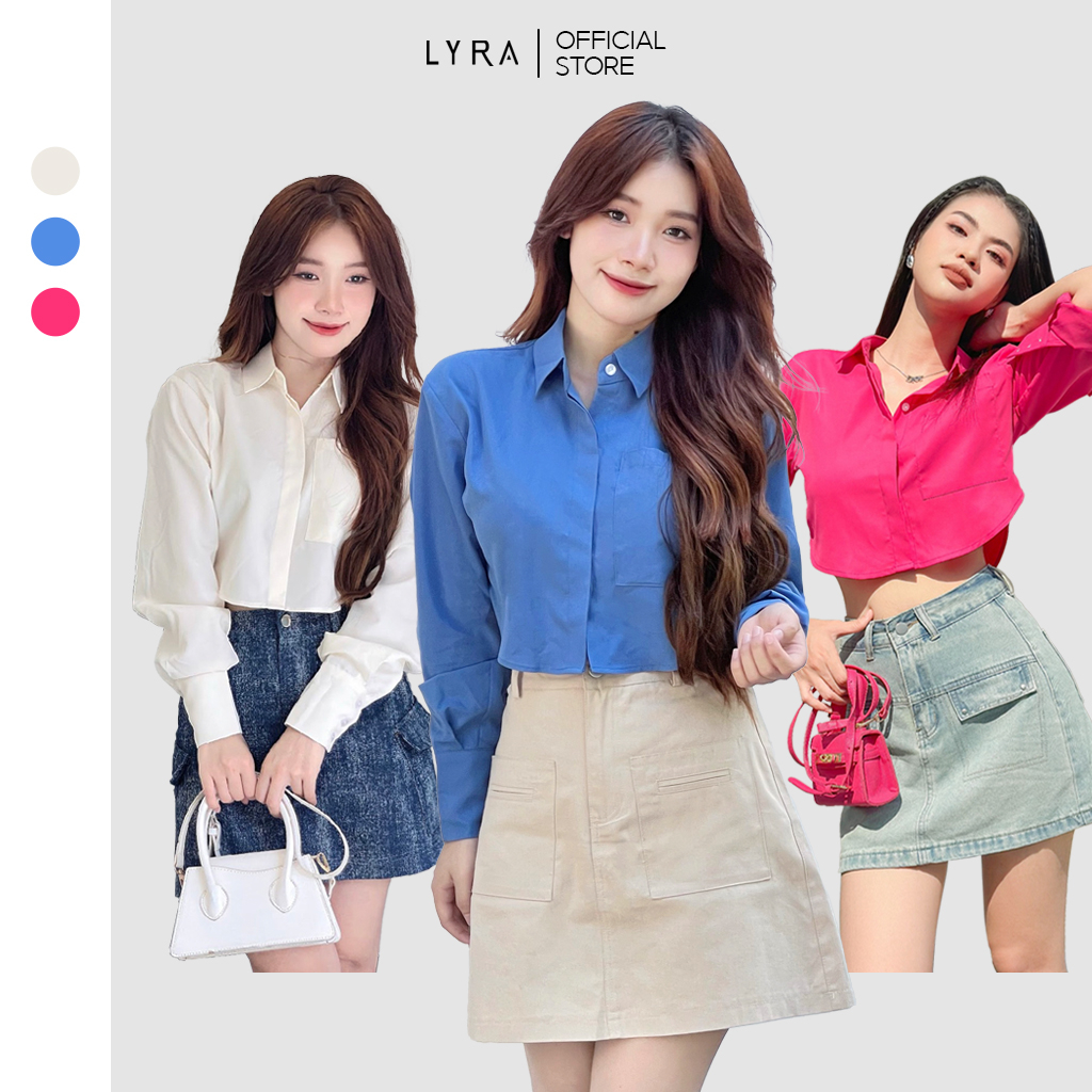 Áo sơ mi LYRA dáng ôm ngắn gấu đuôi tôm túi 1 bên dáng crop trẻ trung, năng động – LWNSM003 spe