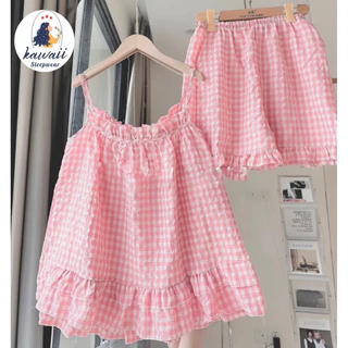 BỘ 2 DÂY ĐŨI KẺ TẦNG BÈO SIZE 45-60KG, BỘ NGỦ 2 DÂY CARO, BỘ MẶC NHÀ THOÁNG MÁT, DỄ THƯƠNG