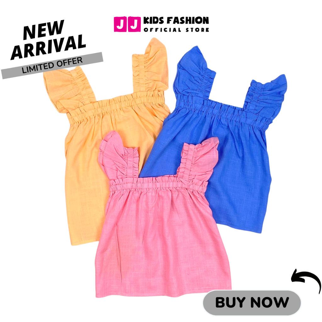 Áo bé gái tay cánh tiên chất linen nhẹ nhàng, dễ thương - JJ Kids