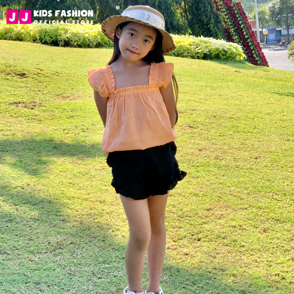 Áo bé gái tay cánh tiên chất linen nhẹ nhàng, dễ thương - JJ Kids