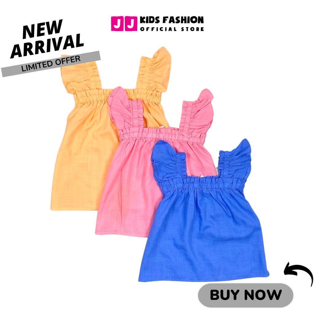 Áo bé gái tay cánh tiên chất linen nhẹ nhàng, dễ thương - JJ Kids
