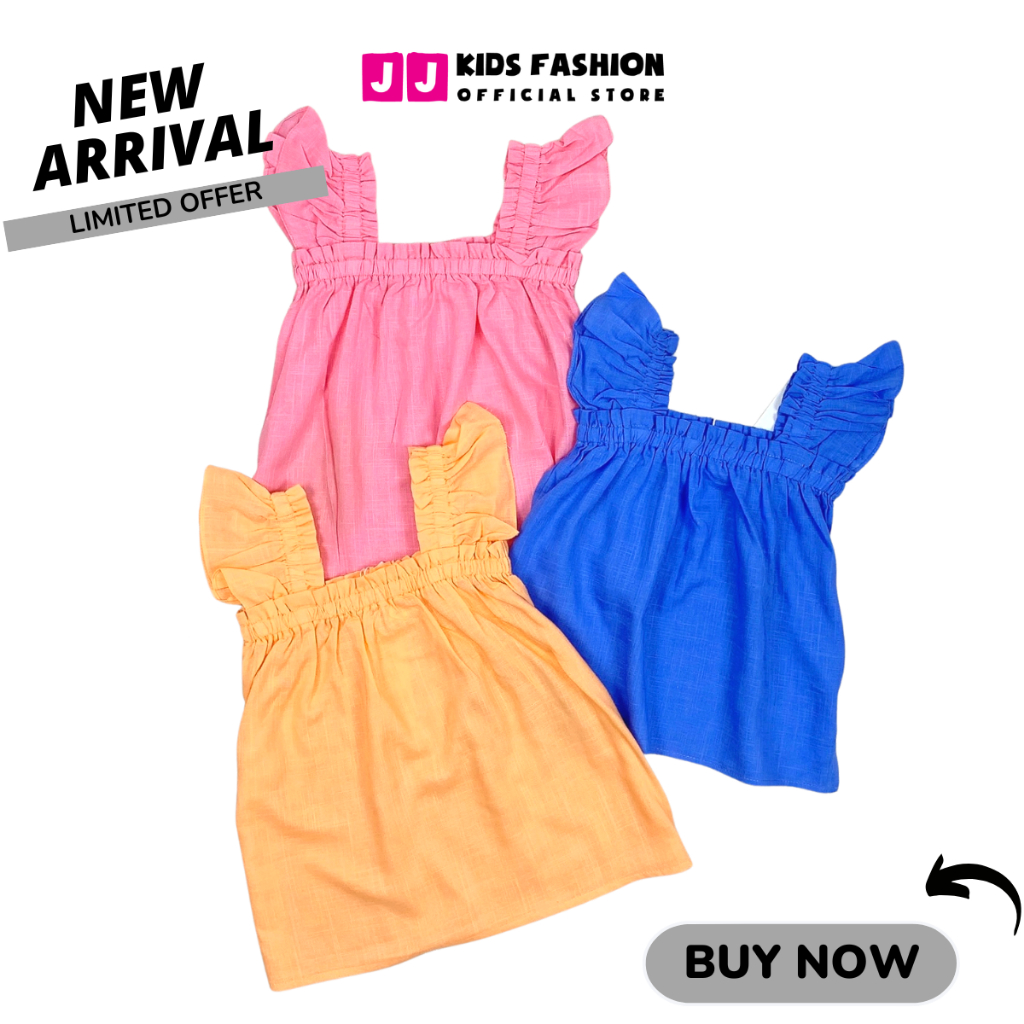 Áo bé gái tay cánh tiên chất linen nhẹ nhàng, dễ thương - JJ Kids