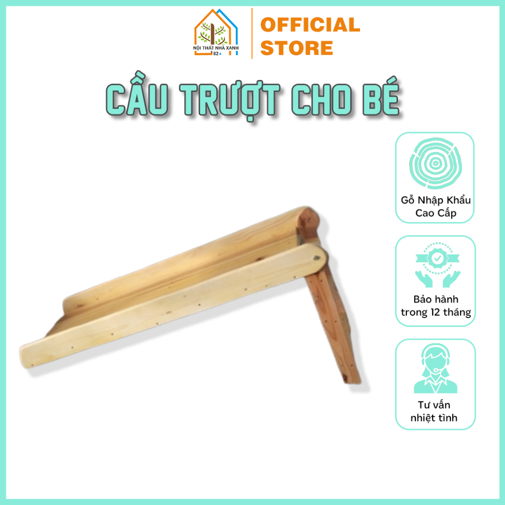 Cầu Trượt Cho Bé Nội Thất Nhà Xanh 82 - Cầu Trượt Gỗ Giúp Các Bé Thỏa Thích Chơi, Bền Lâu Theo Thời Gian