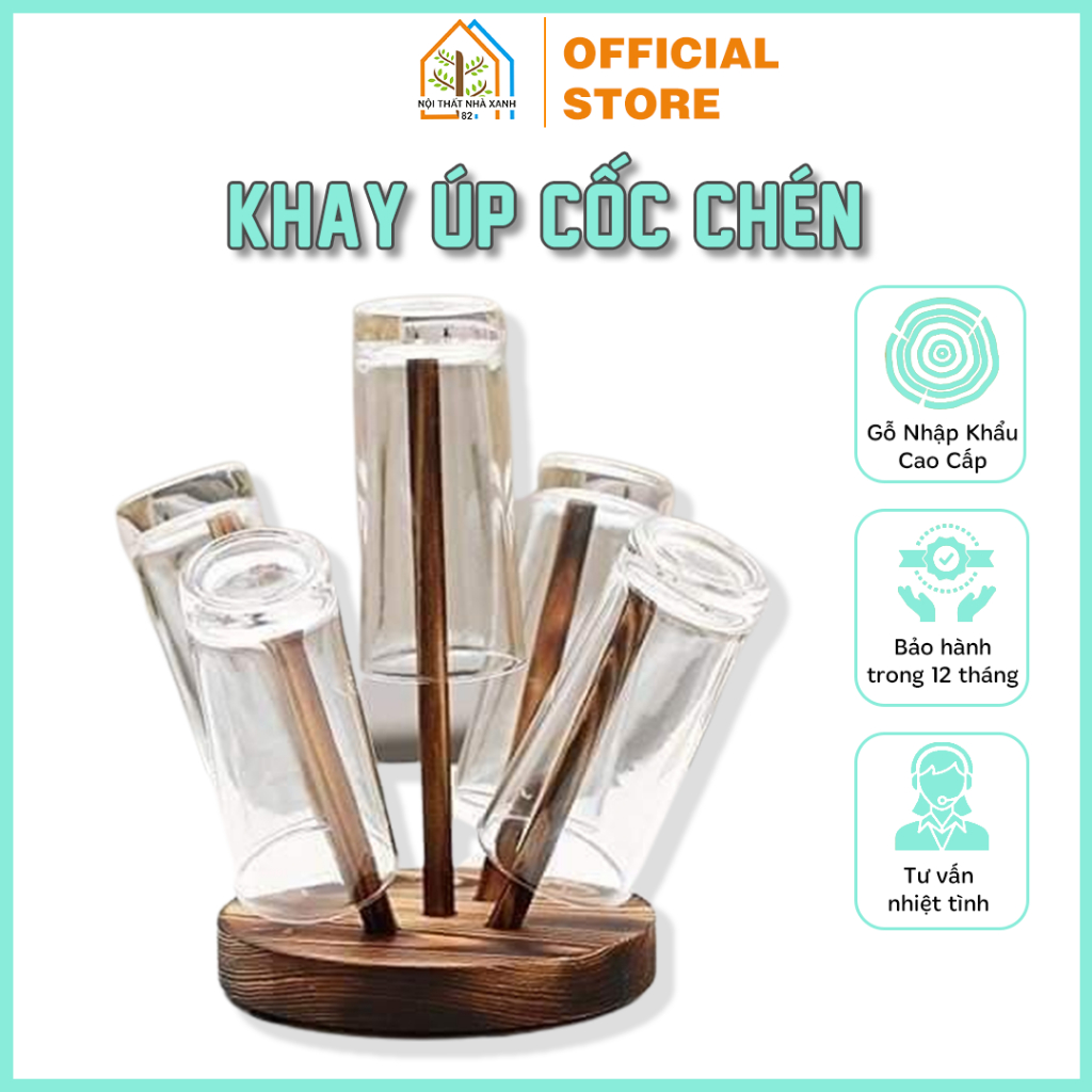 Khay Úp Cốc Nội Thất Nhà Xanh 82 - Đồ Úp Chén Với Chất Liệu Gỗ Thông Nhập Khẩu Bền Bỉ Theo Thời Gian