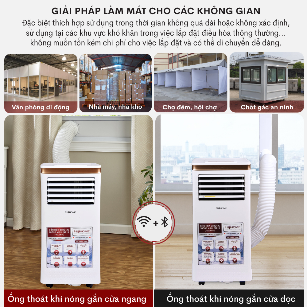 Máy lạnh di động Fujihome 7000-12000BTU công dụng làm mát,hút ẩm diện tích lớn nhập khẩu chính hãng