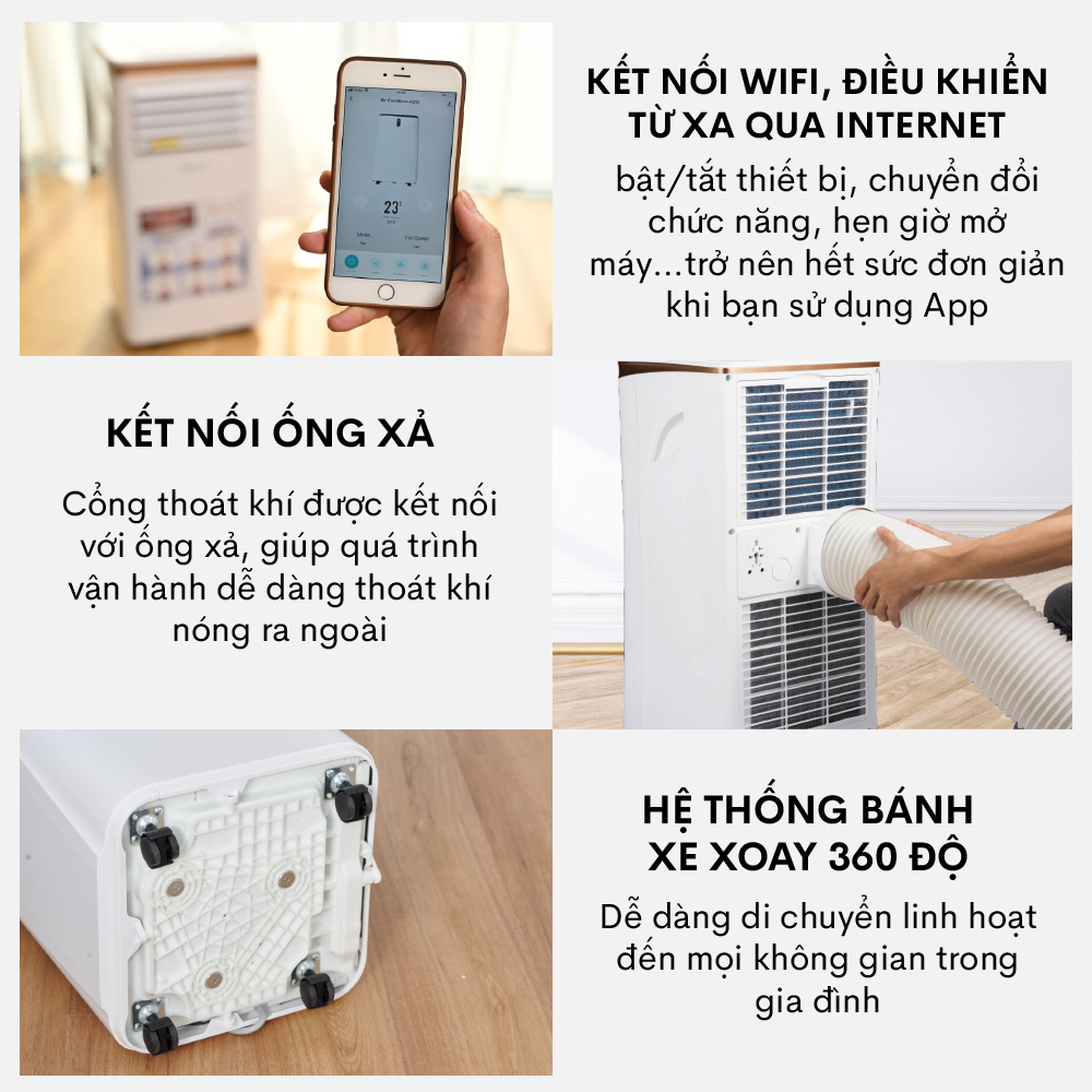 Máy lạnh di động Fujihome 7000-12000BTU công dụng làm mát,hút ẩm diện tích lớn nhập khẩu chính hãng