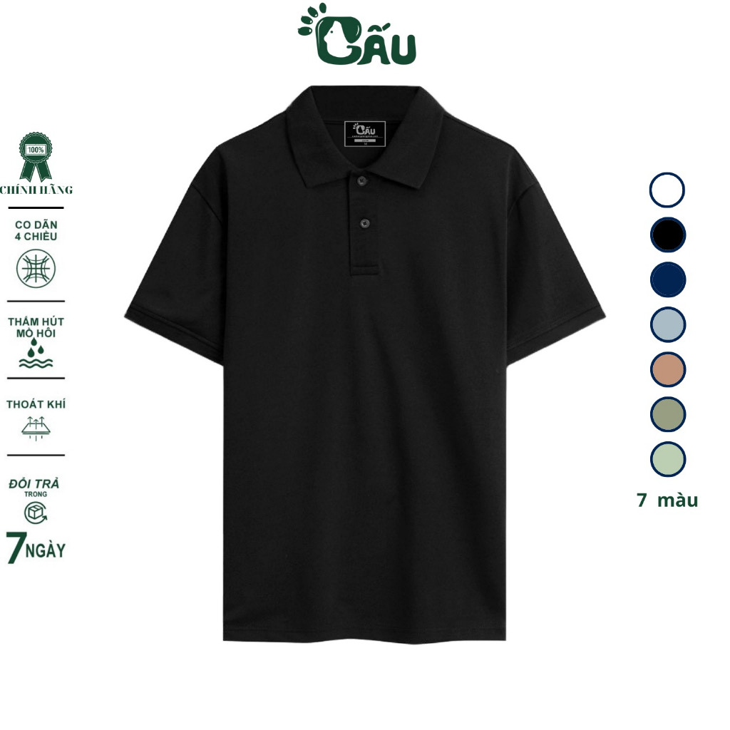 Ảnh Áo thun nam POLO GẤU 194 Trơn Unisex vải cá sấu Poly co dãn 4 chiều dày dặn form gerular fit - PL TRƠN 2