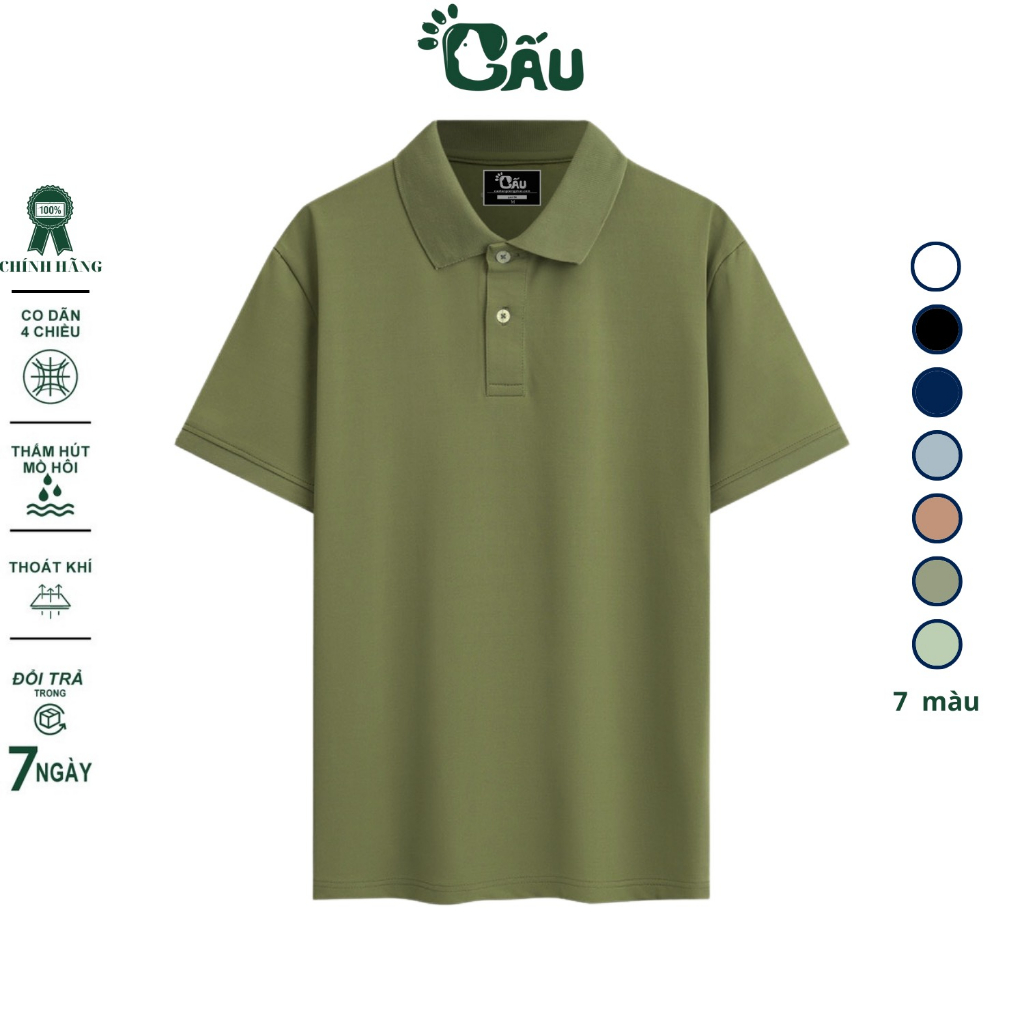 Ảnh Áo thun nam POLO GẤU 194 Trơn Unisex vải cá sấu Poly co dãn 4 chiều dày dặn form gerular fit - PL TRƠN 3