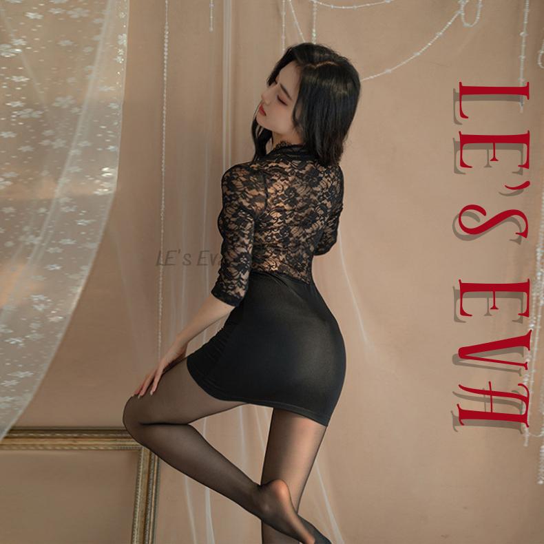(M. 5450 ) Áo Váy ngủ Sexy Voan xuyên thấu quyến rũ, Cosplay sườn xám Phong cách cô thư ký gợi cảm - LEEVA STORE