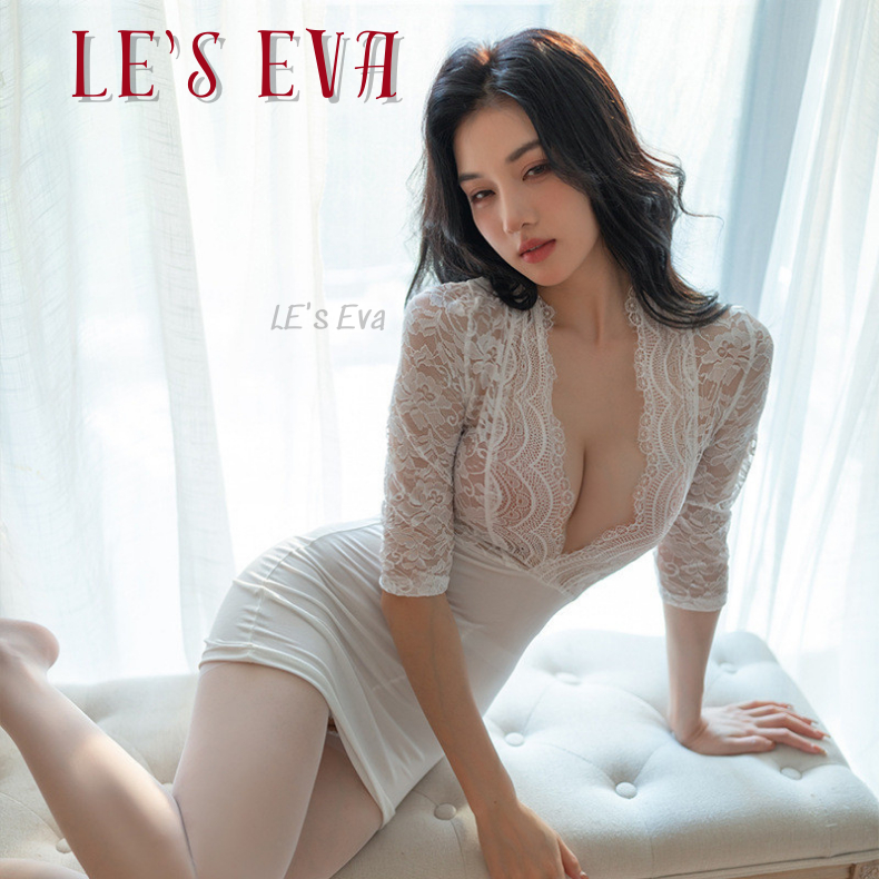(M. 5450 ) Áo Váy ngủ Sexy Voan xuyên thấu quyến rũ, Cosplay sườn xám Phong cách cô thư ký gợi cảm - LEEVA STORE