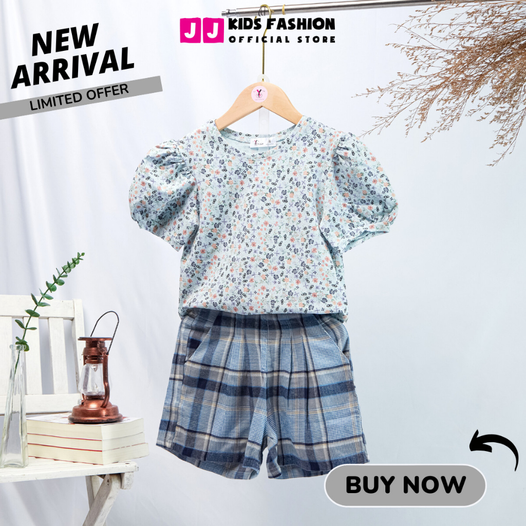 Set quần áo thời trang cho bé gái cao cấp họa tiết năng động thoải mái JJ Kids