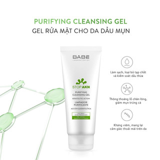 [CÔNG TY] Sữa rửa mặt BABE Stop Akn Purifying Cleansing gel cho da dầu mụn