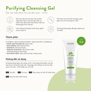 [CÔNG TY] Sữa rửa mặt BABE Stop Akn Purifying Cleansing gel cho da dầu mụn