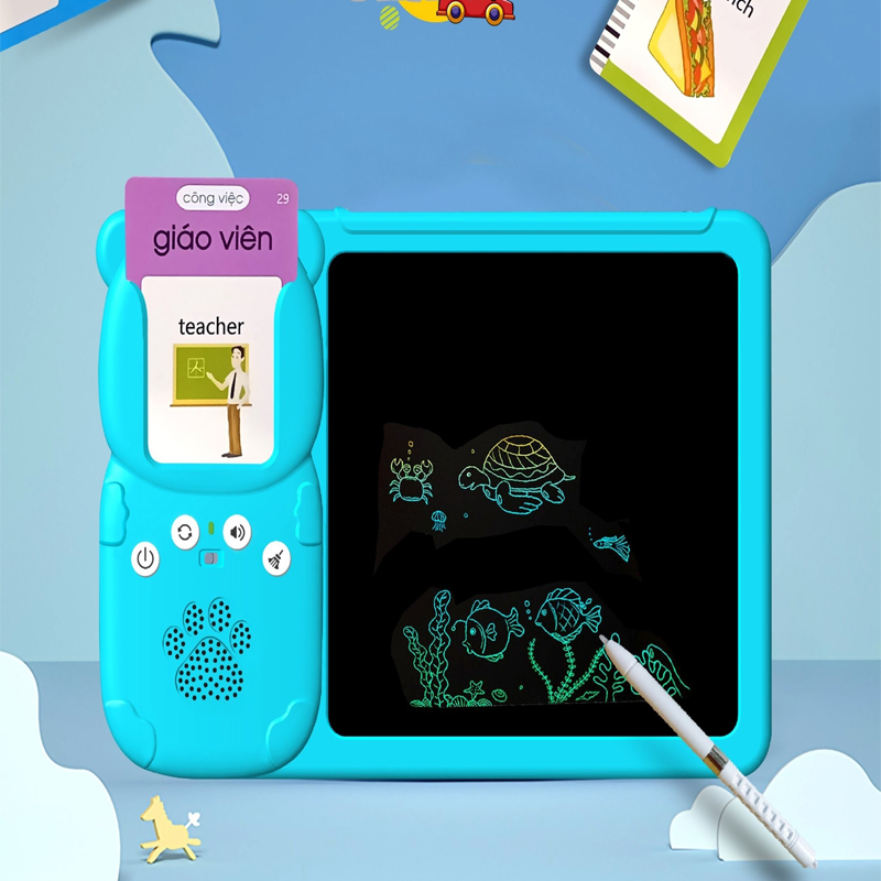 Máy Đọc Thẻ Flashcard Tiếng Anh Song Ngữ Có Bảng LCD Học Tiếng Anh Thẻ Thông Minh Đồ Chơi Giáo Dục-Đồ Chơi Cho Bé PUKAPI