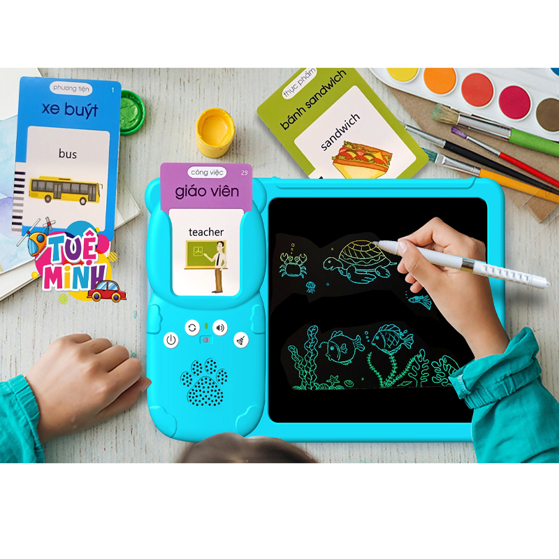 Máy Đọc Thẻ Flashcard Tiếng Anh Song Ngữ Có Bảng LCD Học Tiếng Anh Thẻ Thông Minh Đồ Chơi Giáo Dục-Đồ Chơi Cho Bé PUKAPI