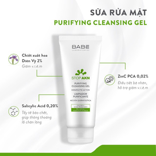 [CÔNG TY] Sữa rửa mặt BABE Stop Akn Purifying Cleansing gel cho da dầu mụn