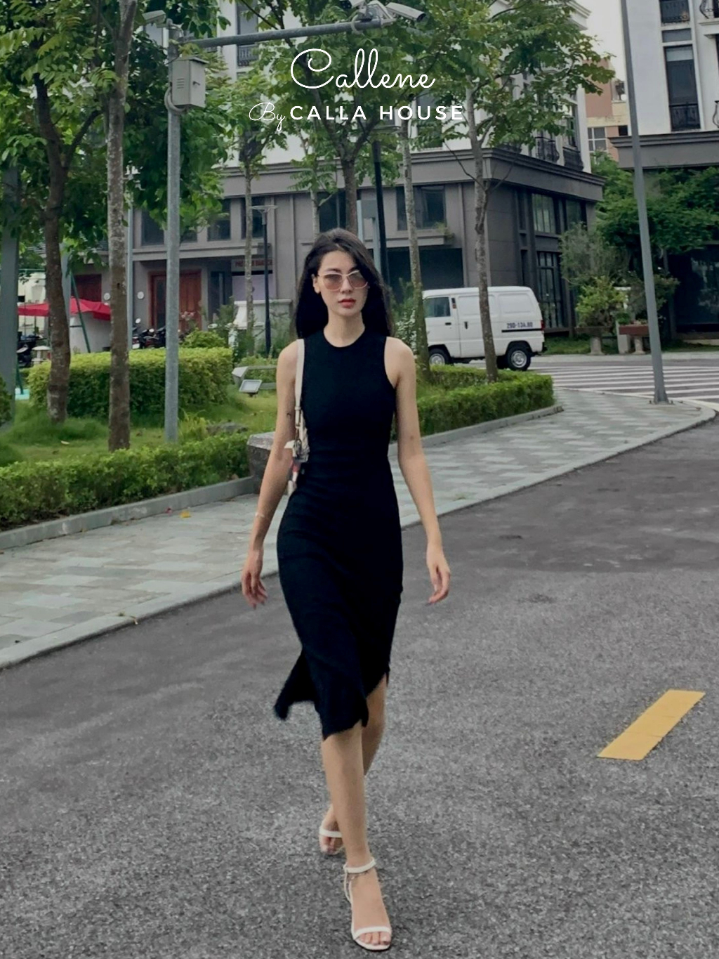 Ảnh Đầm body nữ dáng dài cổ tròn thun gân 4 chiều tôn dáng Callene (LSE945) 3