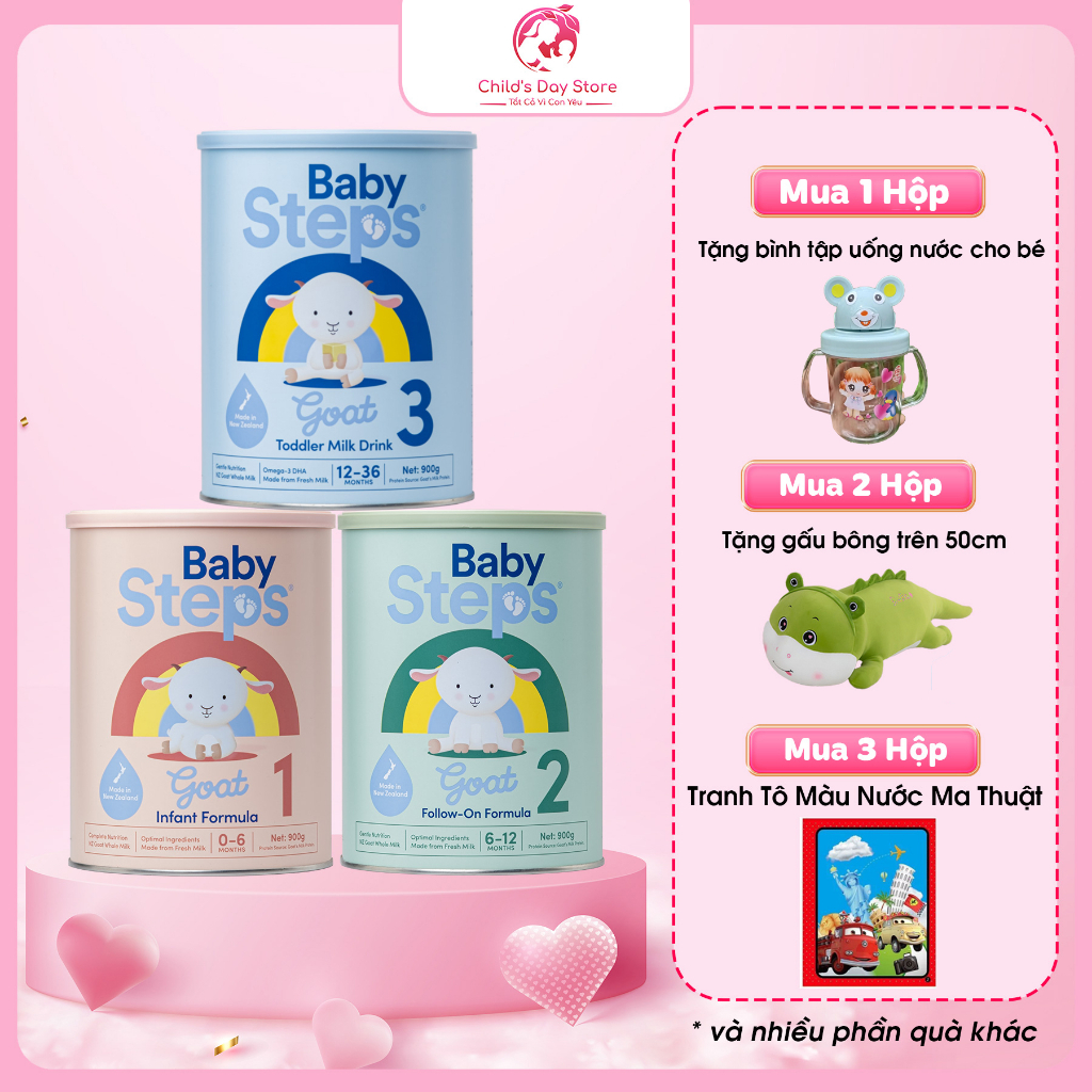 Mua 3 tặng 1 Sữa Dê Baby Steps xuất xứ New Zealand Date 2025 Chính Hãng