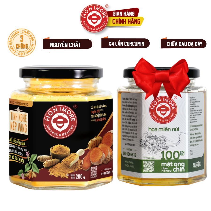 Ảnh Tinh bột nghệ nếp vàng Honimore 200g + Mật ong nguyên chất Hoa Miền Núi 360g 2