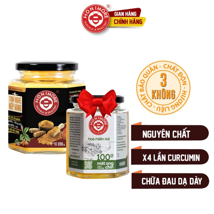 Ảnh Tinh bột nghệ nếp vàng Honimore 200g + Mật ong nguyên chất Hoa Miền Núi 360g 1