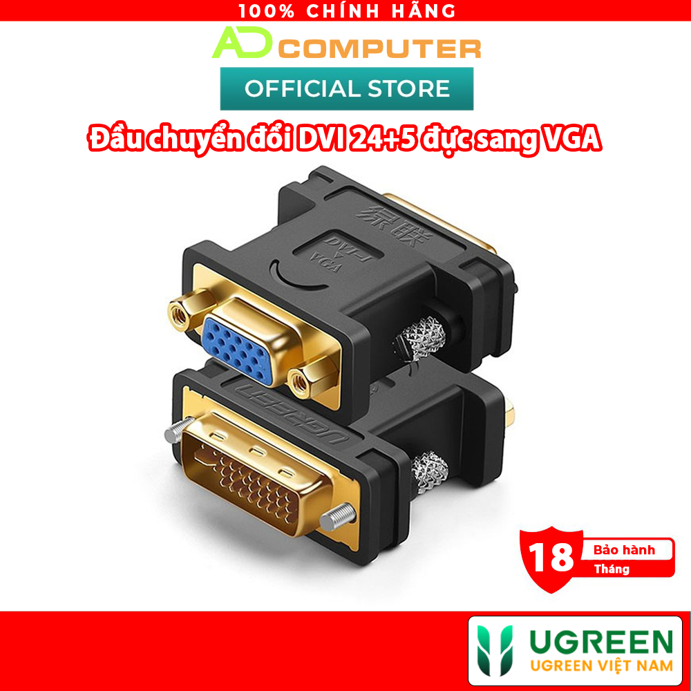 Đầu chuyển đổi DVI 24+5 đực sang VGA (15 chân) cái UGREEN 20122 ...