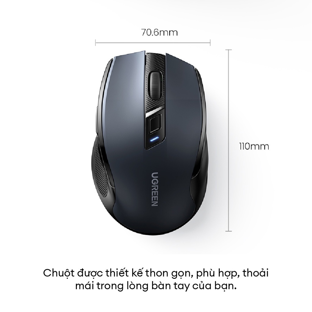 Chuột không dây 2.4G Silent Click 4000 DPI 6 nút cao cấp Ugreen 90545