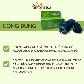 [Tặng Dầu Tra Xích] Đèn Còi Xe Đạp CADENA Y9 Chính Hãng Dung Lượng Pin 1500mAh Kháng Nước Tốt Đèn Siêu Sáng Còi To