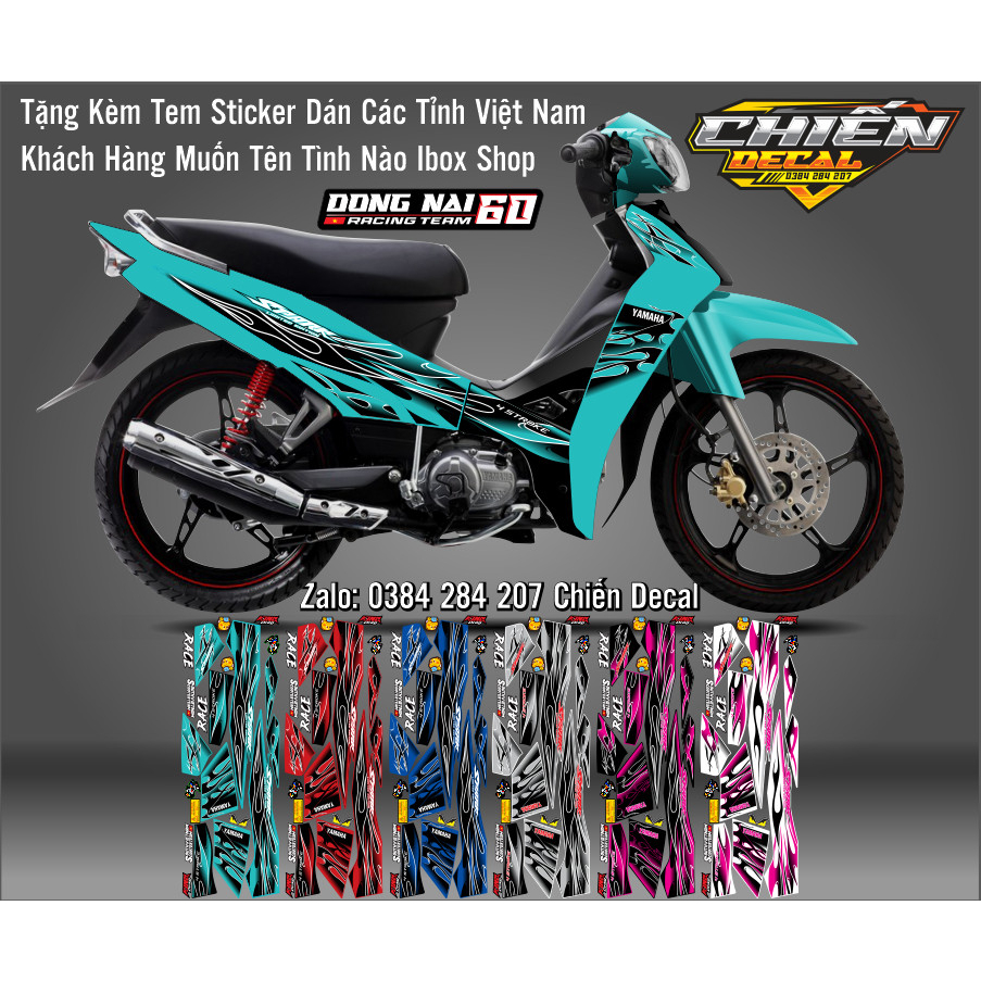 Tem rời sirius 110cc 50cc RC mẫu tem lửa spark ( tặng kèm logo sticker ...