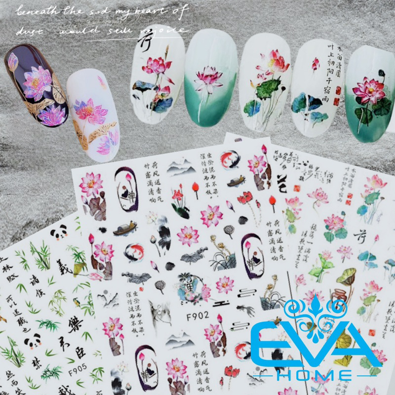 Sticker Dán Móng Tay 3D Dạng Decal Dán Chống Nước Hoạ Tiết Hoa Sen ...