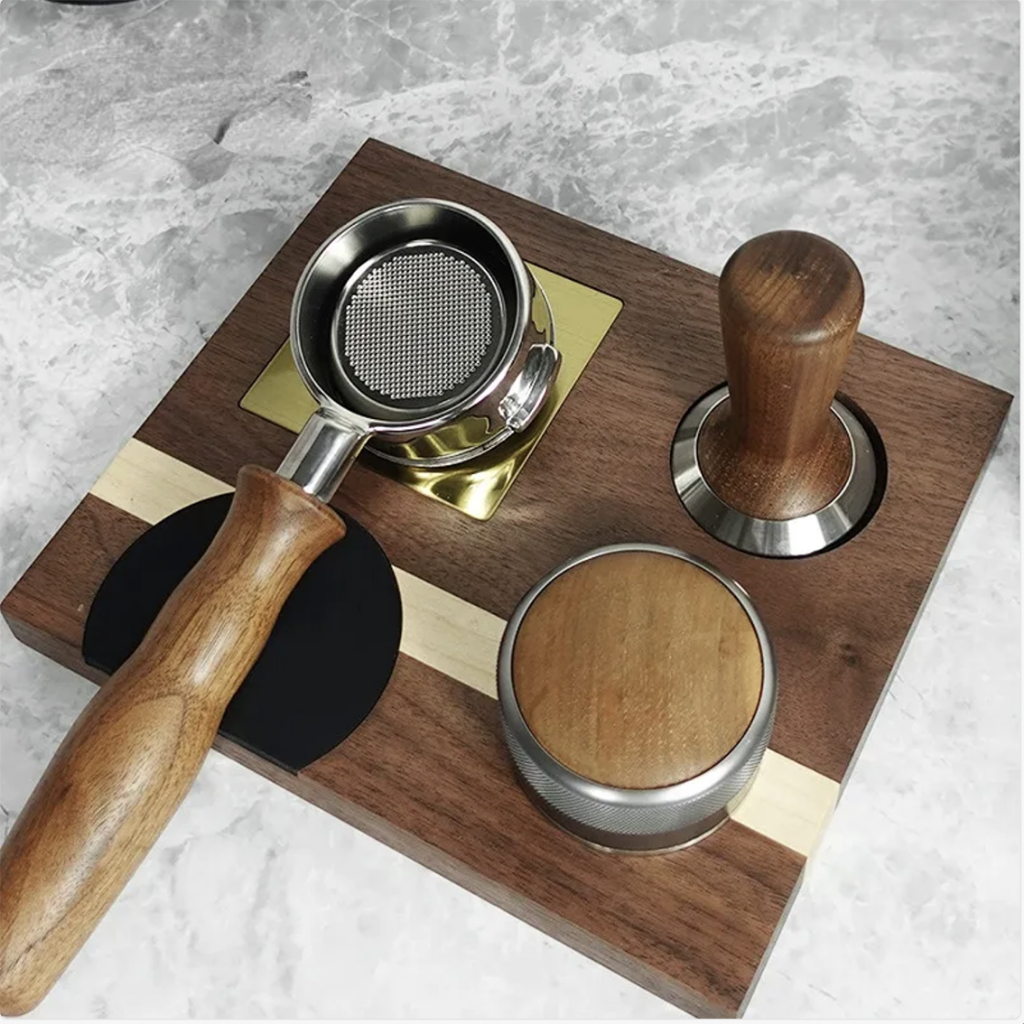 Khay gỗ Óc chó đựng dụng cụ pha cà phê Espresso 51mm 58mm OCD