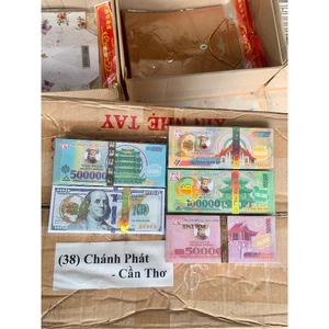 Tiền đô la âm phủ 200 tờ mệnh giá 50k, 100k, 200k, 500k đóng hộp nhãn vàng cao cấp