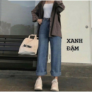 Quần Jeans Ống Rộng SIMPLE JEANS Xanh Đậm Unisex QuanJean952_P0K18
